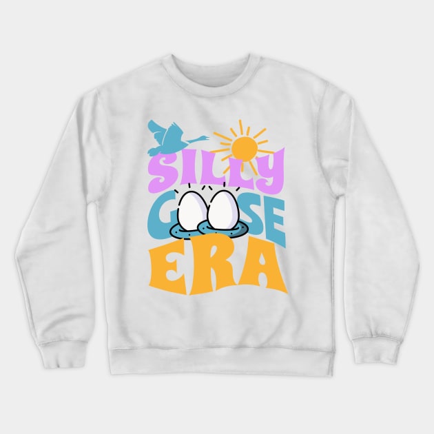 Silly Goose Shirt Funny Cute In My Era Meme Groovy Retro Wavy Crewneck Sweatshirt by GrooveGeekPrints